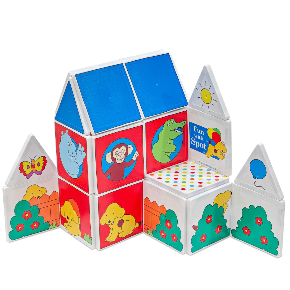 CreateOn Fun with Spot Magnetic Tiles, Building Set for Kids, Magnetic Tiles, Kids’ Building Toys, STEM Toys for Boys and Girls Ages 3+, 24-Piece Set