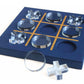 Modern Tic Tac Toe for Home Decoration with Blue Leather and Acrylic Pieces Decorative Table Top Housewarming Gift