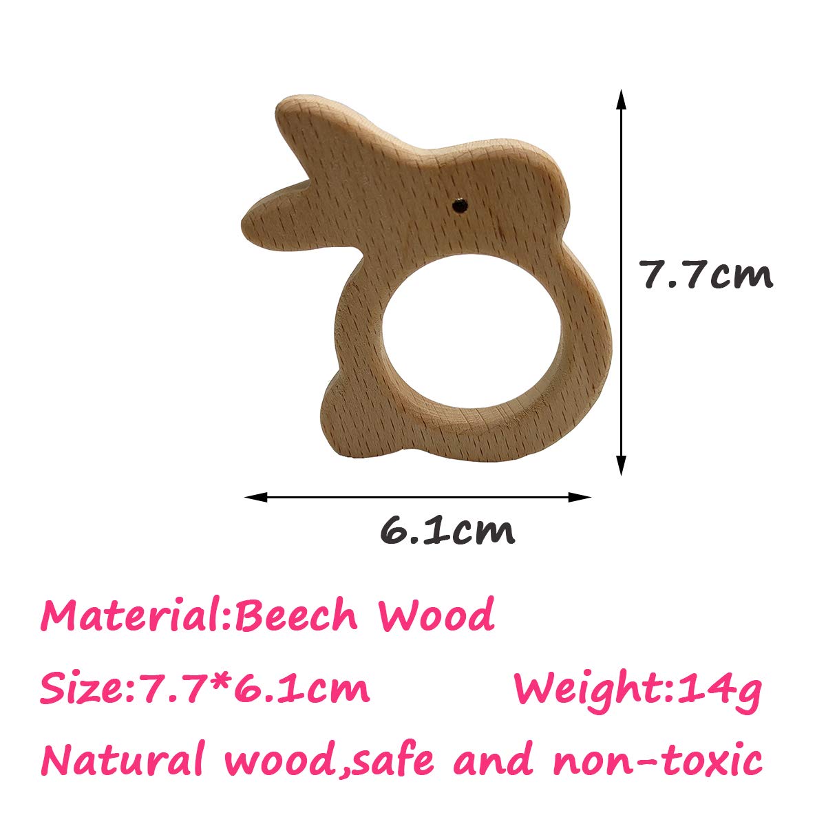 Alenybeby 10pcs Lovely Cartoon Wood Rabbit Pendant Pure Natural Animal Shape Beech Wooden Handmade Cut Pattern DIY Beading Necklace Pendant (rabbit