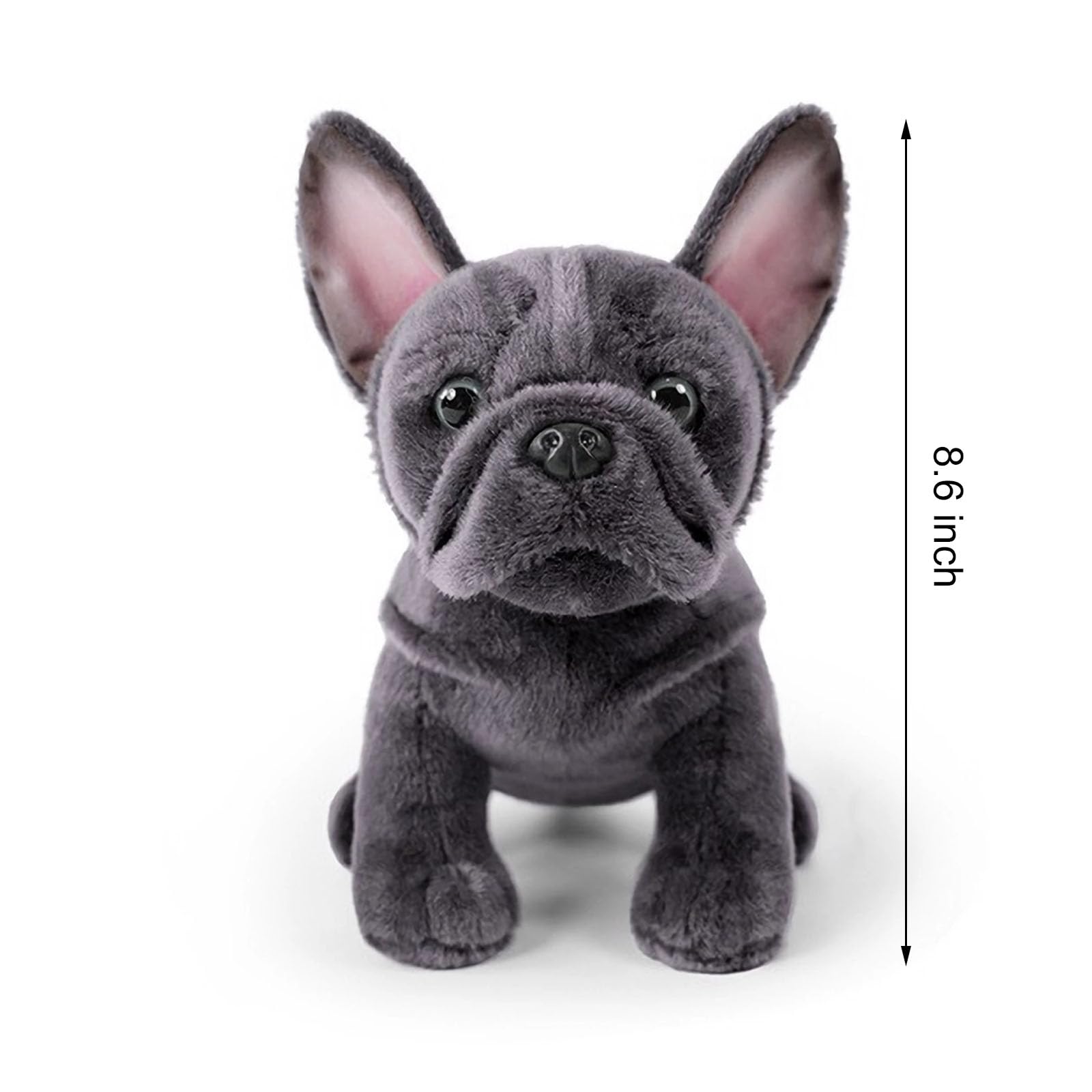 TUKVESZE French Bulldog Stuffed Animal, 8.6 inch Realistic Puppy Plush Cute Soft Dog Gifts for Boys and Girls (Gray)