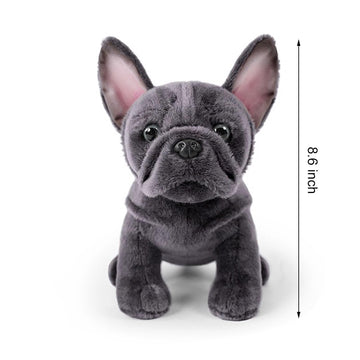 TUKVESZE French Bulldog Stuffed Animal, 8.6 inch Realistic Puppy Plush Cute Soft Dog Gifts for Boys and Girls (Gray)