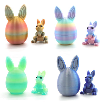 3D Printed Easter Eggs with Bunny Inside,Easter Surprise Rabbit Eggs,3D Printed Animals, Easter Basket Stuffers,Fidget Toys Gifts (4PCS)