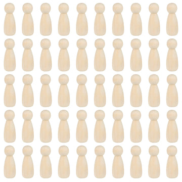 JAPCHET 50 Pack 3-1/2 Inch Wood Peg Dolls, Unfinished Wooden Jumbo Peg People Wood Doll Bodies Figures for Painting, DIY Art Craft Projects, Home