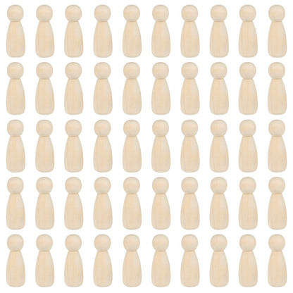 JAPCHET 50 Pack 3-1/2 Inch Wood Peg Dolls, Unfinished Wooden Jumbo Peg People Wood Doll Bodies Figures for Painting, DIY Art Craft Projects, Home