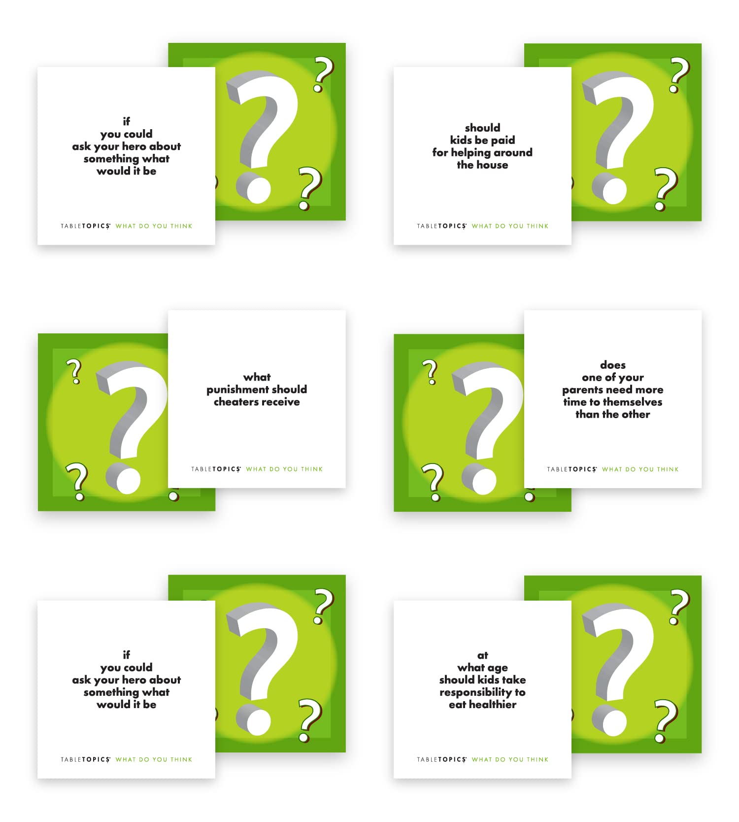 TableTopics What Do You Think To Go - 40 Conversation Starter Cards for Kids to Share Their Thoughts, Fun Question Card Game for Quality Family Dinner