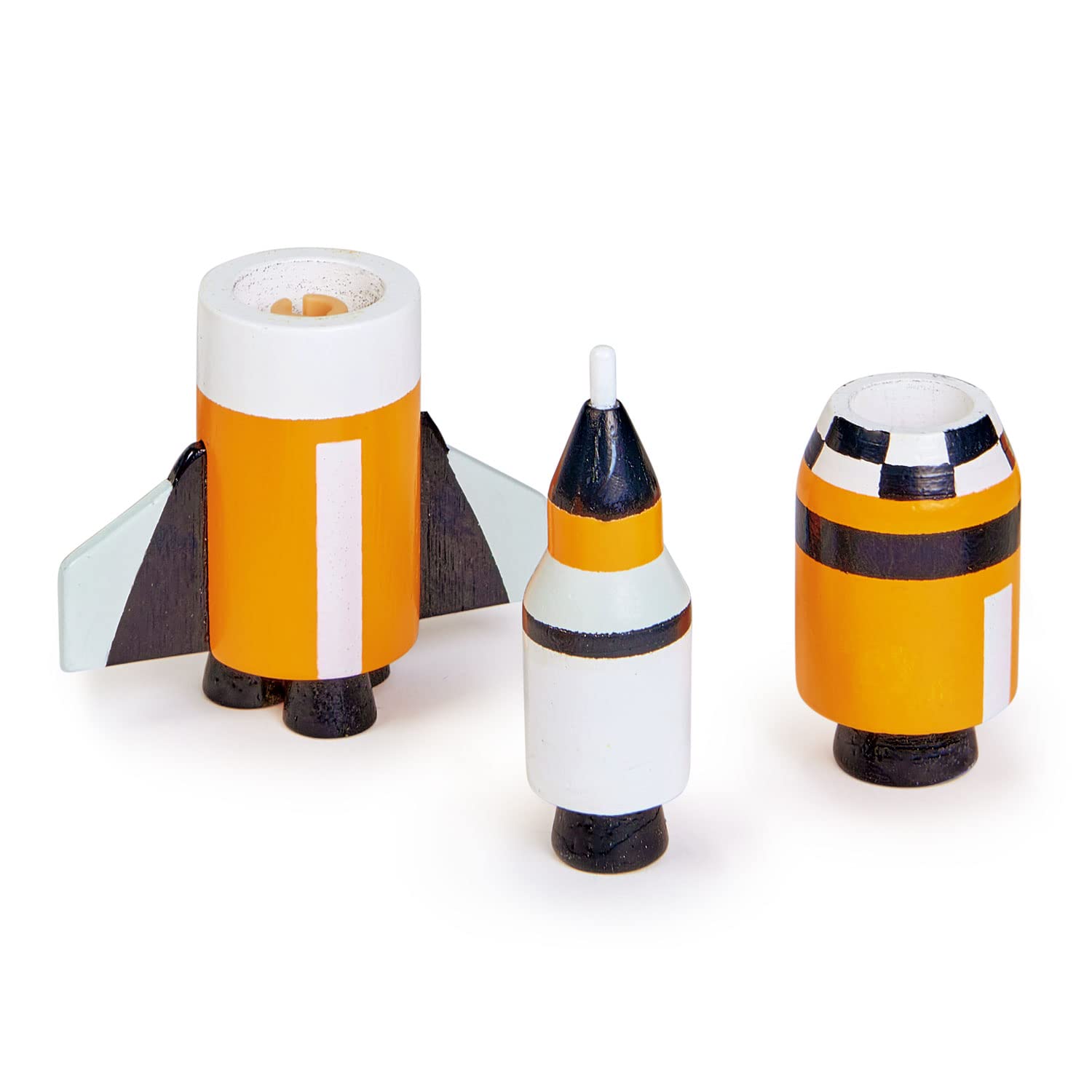 Tender Leaf Toys - Space Voyager Set - 7 Piece Solid Wood Space Vehicle Set with Moving Parts - Boost Imagination and Learn Through Play