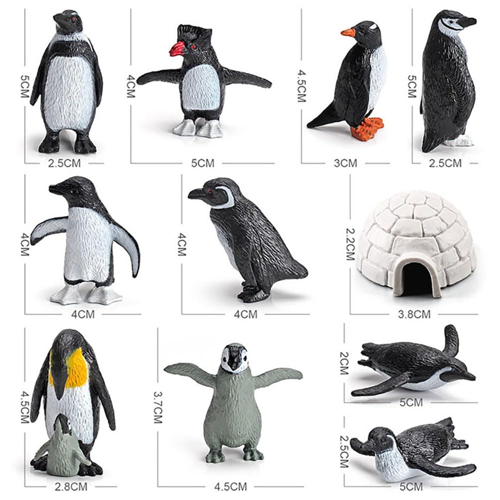 BLAPNK 15 Pcs Realistic Penguin Figurines, Miniature Antarctic Animal Penguin Figures Easter Eggs Cake Toppers Christmas Birthday Gift for Kids