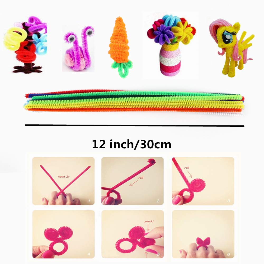 200 Pcs Pipe Cleaners for Crafts,20 Colors Chenille Stems 6mm x 12Inch,Soft Pipe Cleaners Bulk for Kids Art DIY Projects and School Classroom