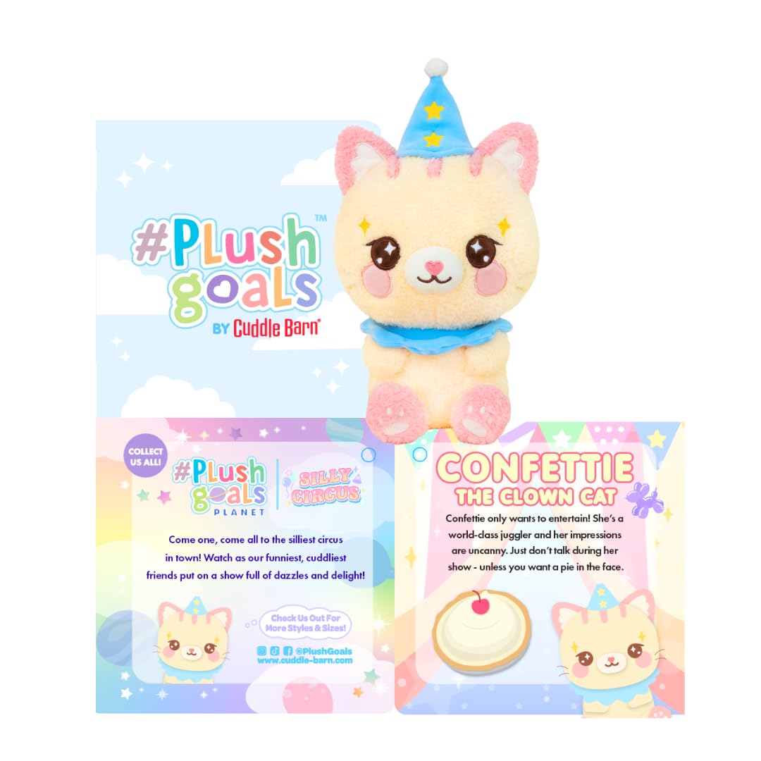 Plush Kitty - Confettie the Clown Cat by PlushGoals | Cute Circus Cat Stuffed Animal | Soft Kawaii Plushie in Pastel Costume | Adorable Gift for Kids