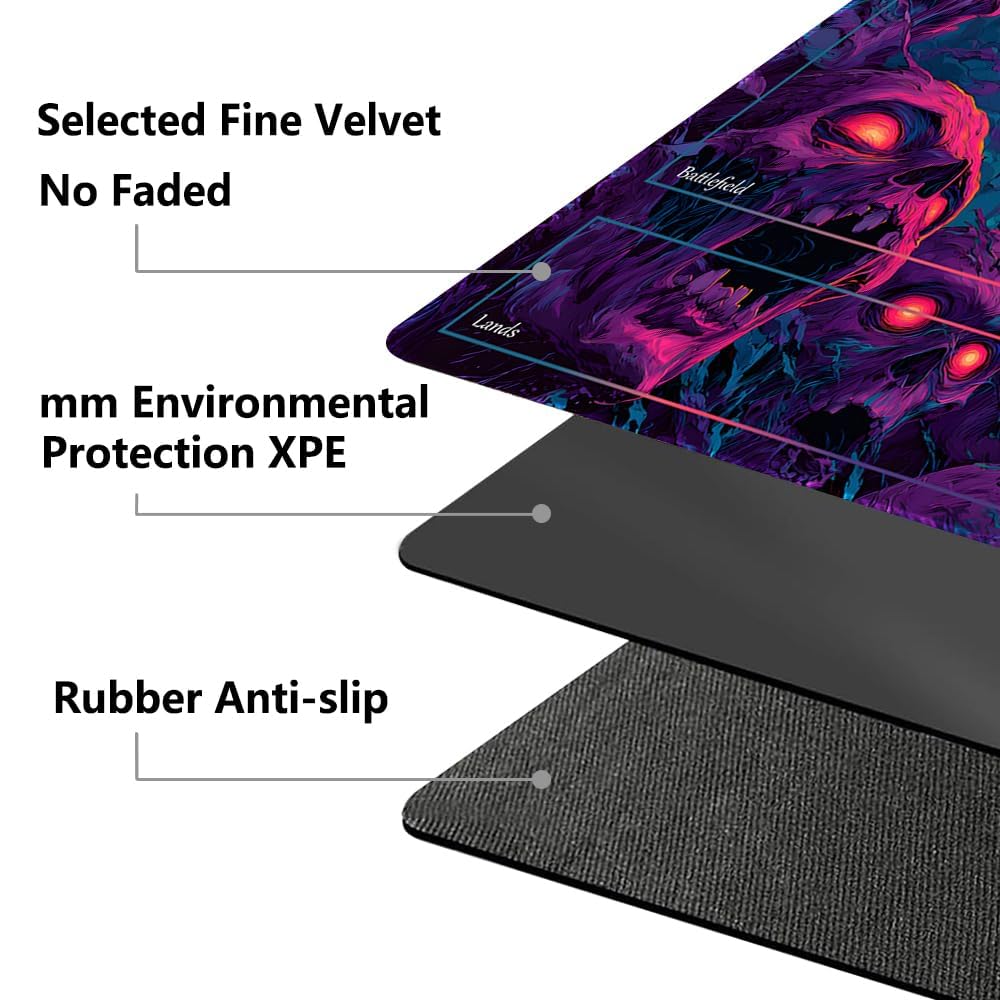 CHUNBAI MTG Playmat 24x14 Inch | Optional Game Zone Layout | Non-Slip Rubber Base | Stitched Edges | Includes Free Storage Bag | for TCG, Board Games