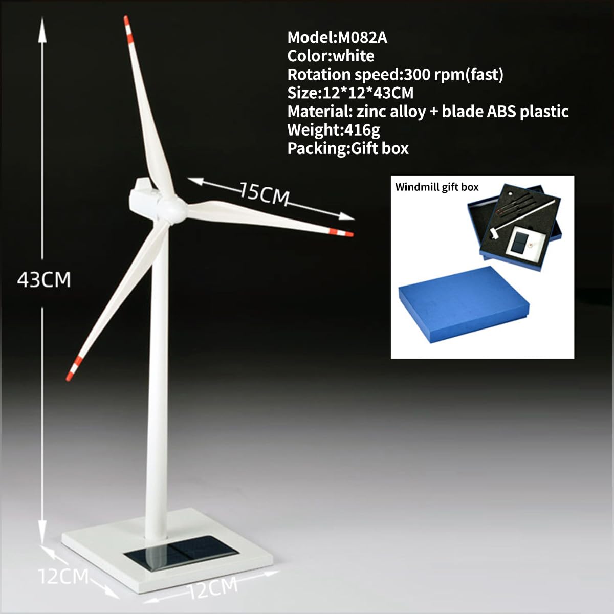 YounggDiy 3D DIY Metal Solar Windmill Model, Desk Home Decor Craft Science Education Toy Gift, 300 RPM Rotation Speed (Silver)