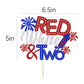 AROKIPPRY Red White and Two Cake Topper, 4th of July Cake Decorations