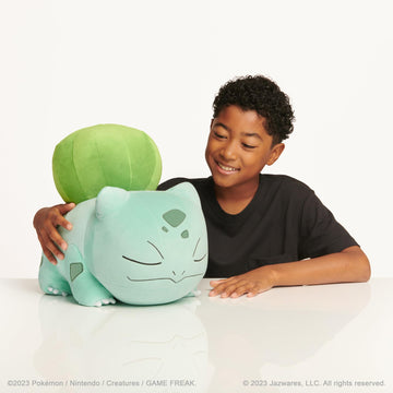 Pokemon 18” Plush Sleeping Bulbasaur - Cuddly Pokémon - Must Have for Pokémon Fans - Plush for Traveling, Car Rides, Nap Time, and Play Time