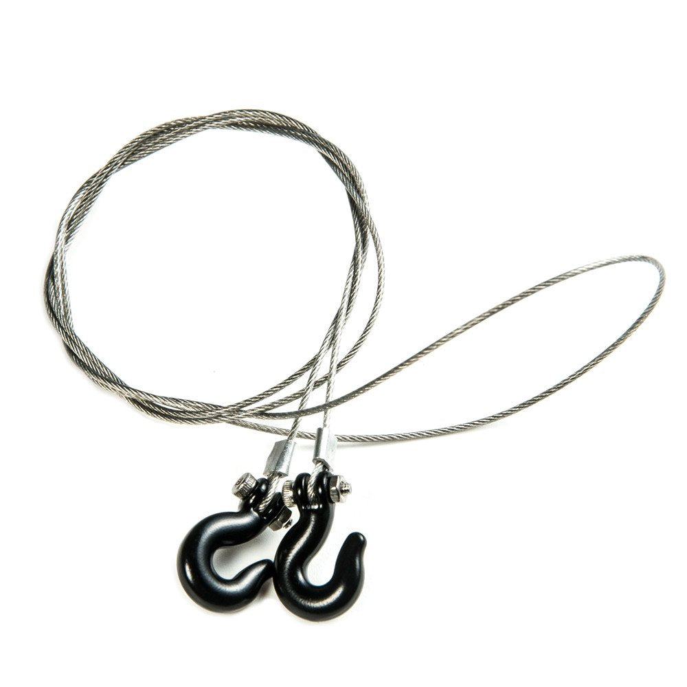 RCLions 1/10 RC Crawler Accessories Steel Tow Rope with Hooks for Axial SCX10 Trx4 CC01 D90 RC Buggy Truck Car Parts (Black)
