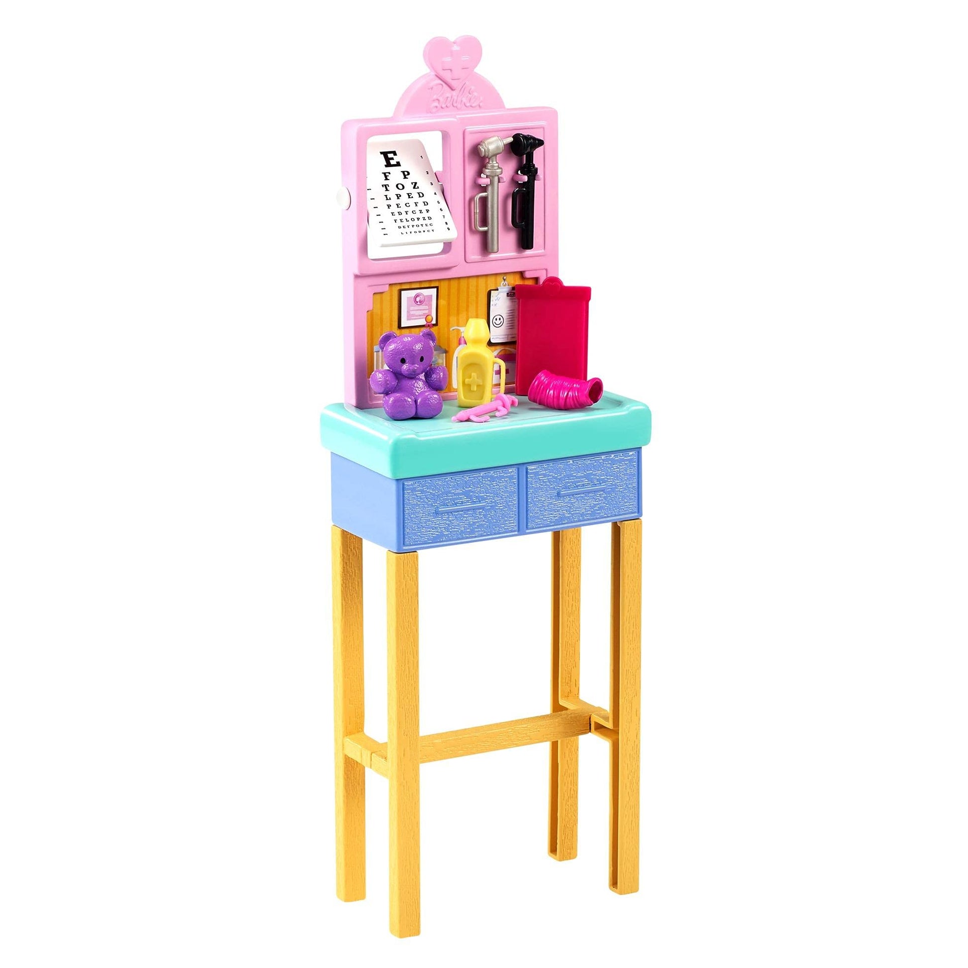 Barbie Careers Playset, Pediatrician Set with Blonde Doctor Doll, Brunette Patient Small Doll, Exam Table & Accessories