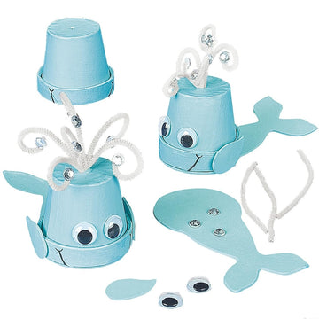 Fun Express VBS Supplies - Flowerpot Whale Craft kit Makes 12 - Vacation Bible School Supplies Decorations - Sunday School Crafts - Jonah