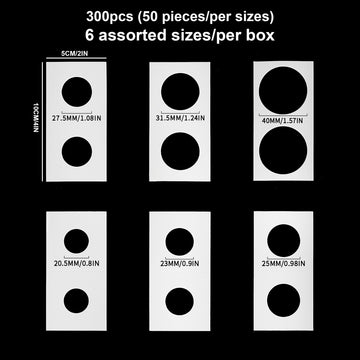 300PCS Coin Flips in 6 Sizes Cardboard Coins Holders 2x2 inch Pockets Coin Collection Supplies Album Display Coin Book for Dollars, Penny, Quarter