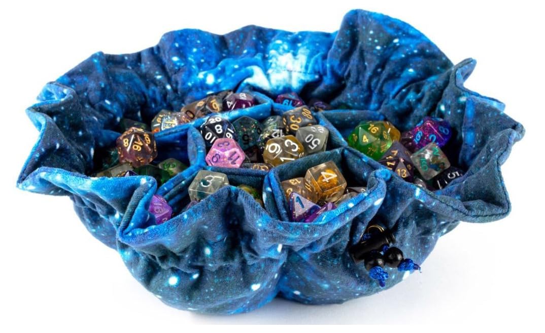 FanRoll by Metallic Dice Games Velvet Compartment Dice Bag with Pockets: Galaxy, Role Playing Game Dice Accessories for Dungeons and Dragons