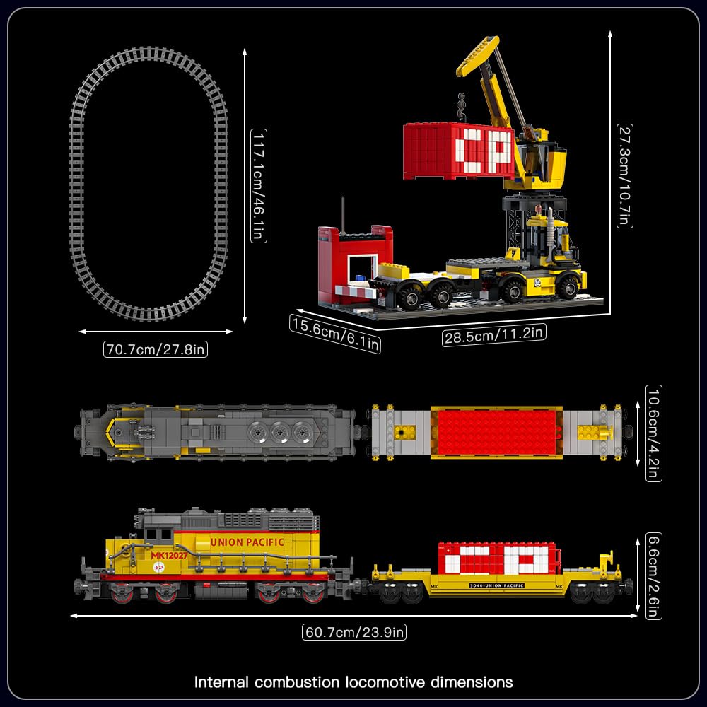 Mould King Remote Control Train Building Set, 1170pcs Diesel Locomotive