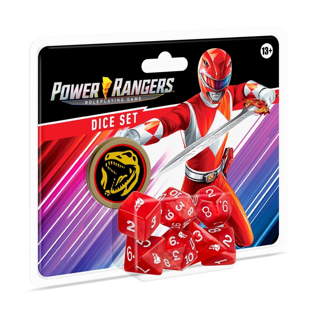 Renegade Game Studios Power Rangers RPG Dice Red 8-Piece Polyhedral Set