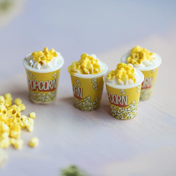 Realistic Miniature Popcorn Buckets: 10pcs, Resin Food Prop for Dollhouse Kitchen & Movie Scenes