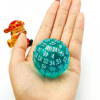 Bescon Translucent Polyhedral Dice 100 Sides Dice, Transparent D100 die, 100 Sided Cube, D100 Game Dice,100-Sided Cube of Teal