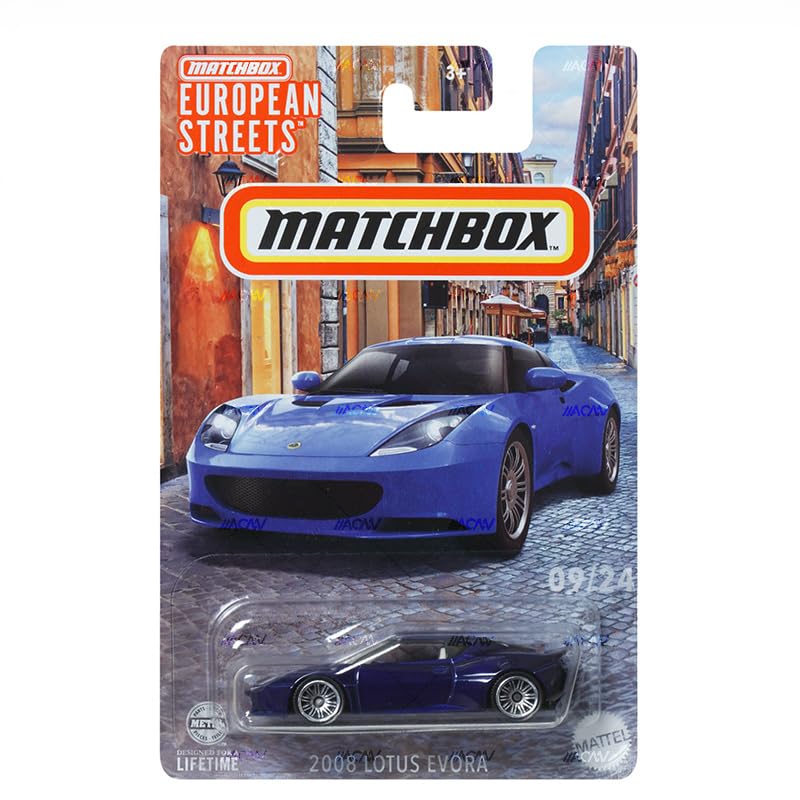 Matchbox 2008 Lotus Evora Blue 09/24 1:64 Die-Cast Car, European Streets Series
