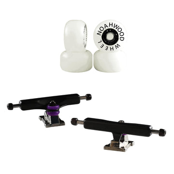 NOAHWOOD DIY Pro Fingerboard Truck 35mm (Silver Baseplate and Black Hanger) Ark Truck+Ice Wheel