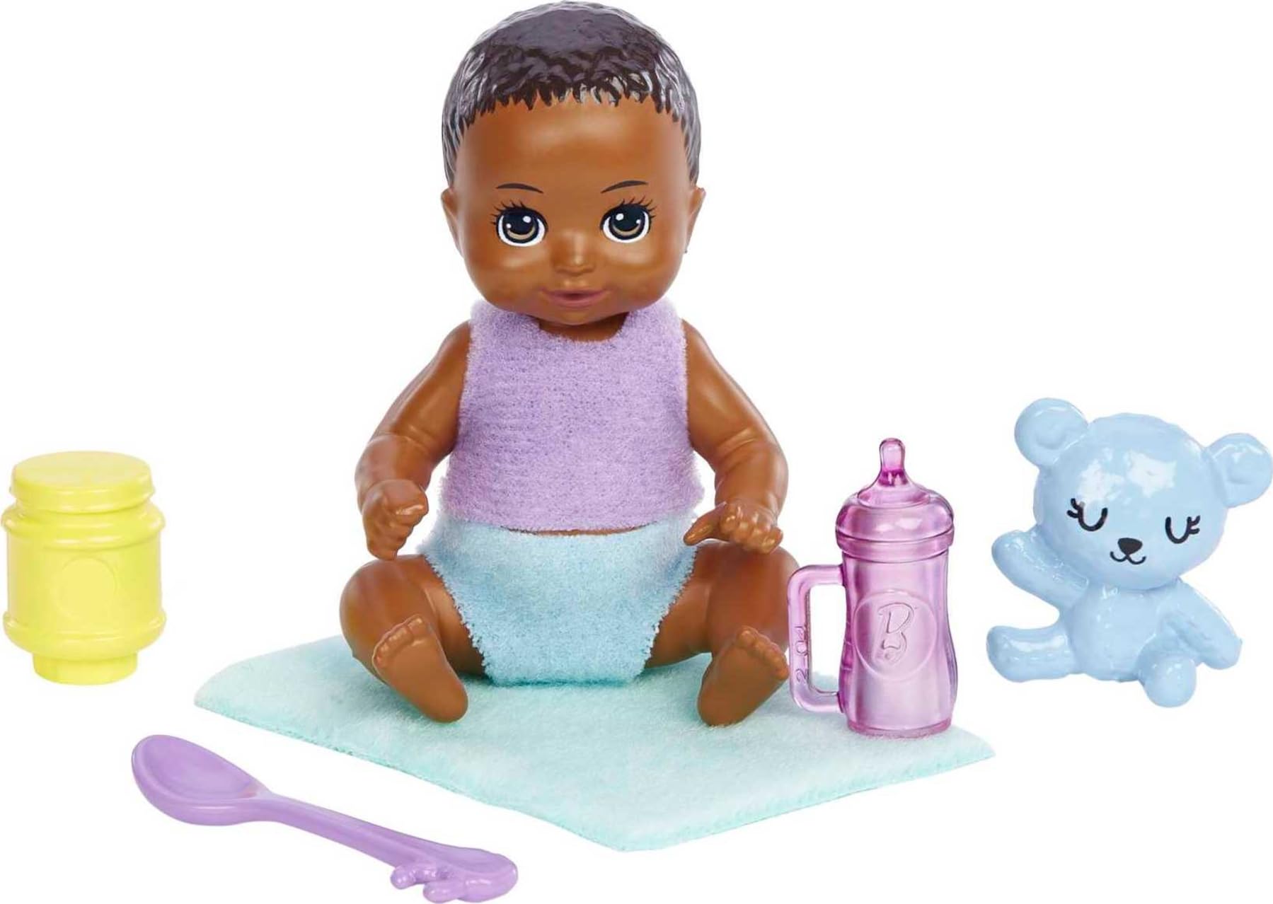 Barbie Dolls and Accessories, Skipper Doll (Two-Tone Hair) with Baby Figure and 5 Accessories, Babysitters Inc. Playset