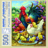 Bits and Pieces - 500 Piece Jigsaw Puzzle for Adults - Chicken Yard - Rooster Seed Mother Hen Corn Chicks Farm Jigsaw Puzzle by Artist Oleg Gavrilov