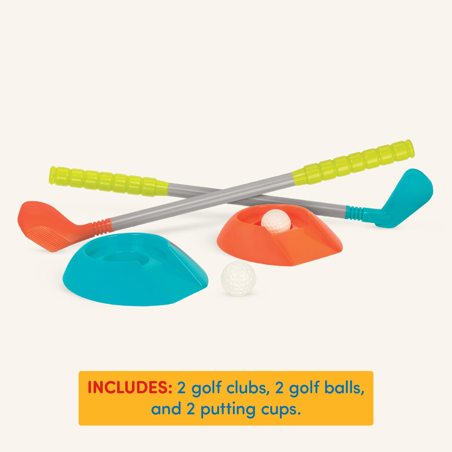 Battat Kids Golf Set, Let's Play Golf!, 2 Clubs 2 Balls 2 Cups, Summer