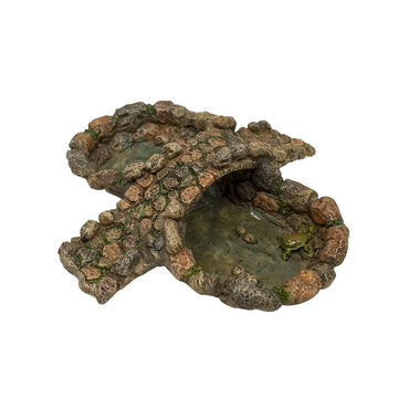 Treasure Gurus Miniature Fairy Garden Stone Pond and Bridge Ornament Dollhouse Decor Accessory