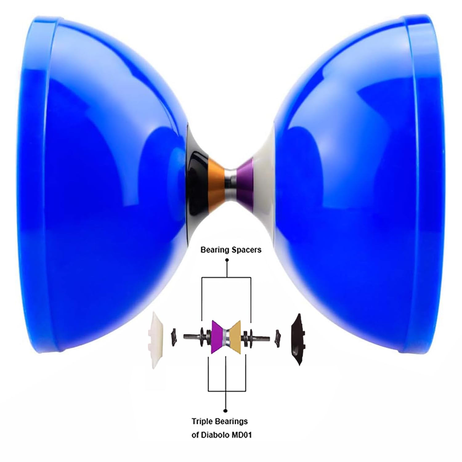 MAGICYOYO Diabolo MD01 Pro Triple Bearings Diabolos Yoyo for Kids Teens Adults, Beginners to Advanced, Spinning Juggling Skill Toy, 5" Diabolo Yo-yo