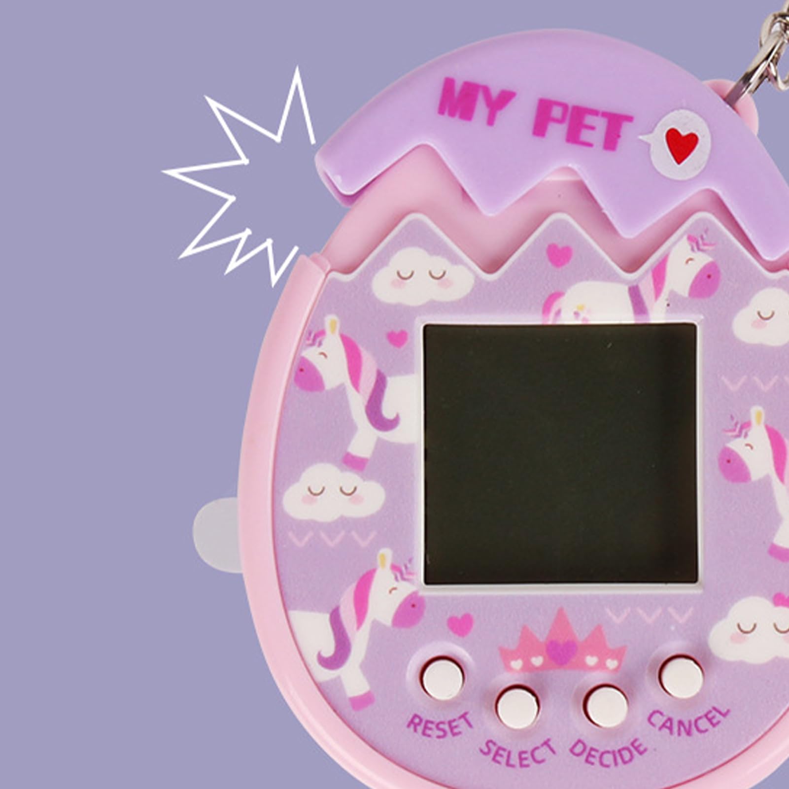 Virtual Pet Game Keychain - Child-Safe PP Electronic Pet with 90s Retro Design, Multi-Game Modes to Teach Responsibility & Social Skills (Durable for