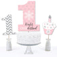 Big Dot of Happiness Pink Onederland - Snowflake Winter Wonderland First Birthday Party Centerpiece Sticks - Table Toppers - Set of 15