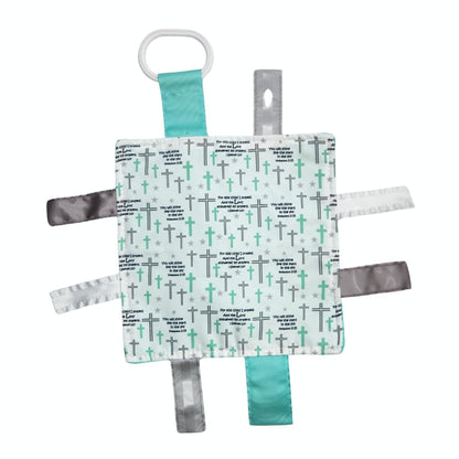 Baby Jack & Co. for This Child I Have Prayed Bible Verse Prayer Biblical Baptism Sensory Crinkle Tag Toy, Security & Teething Soothing Learning Lovey