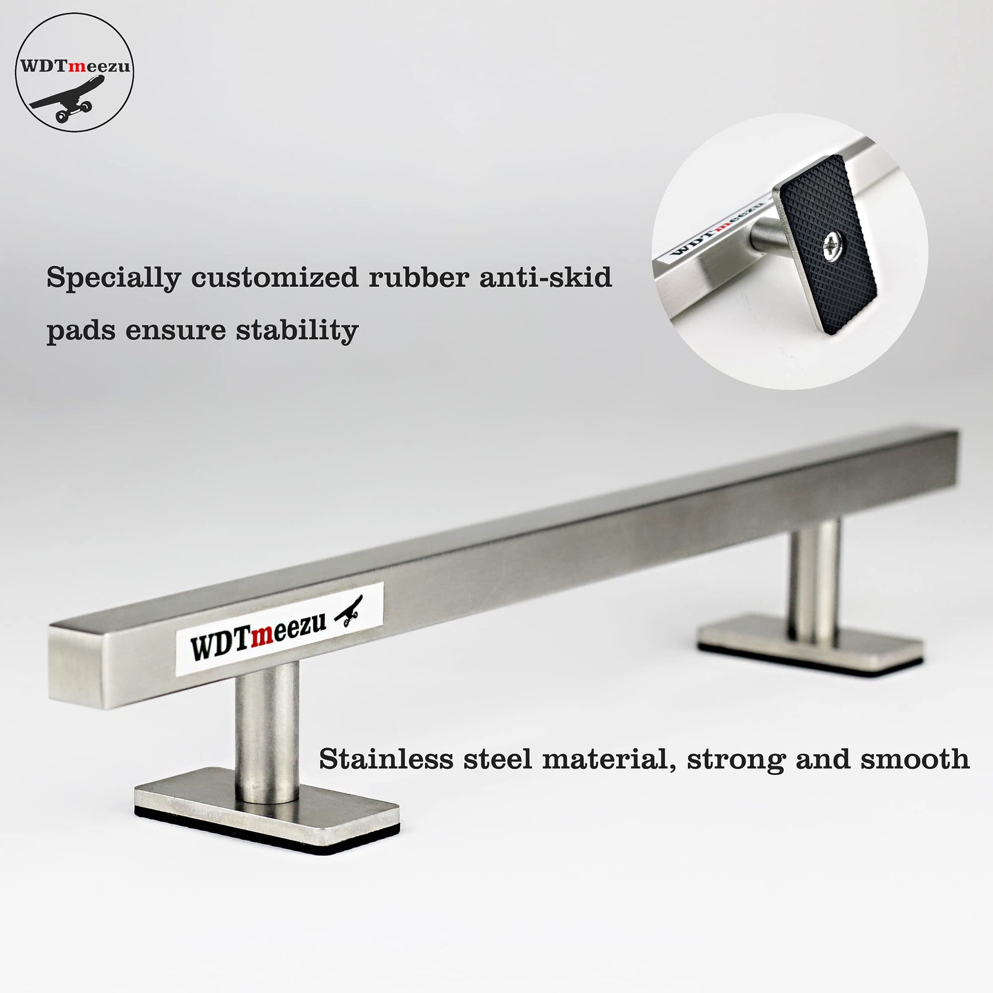 WDTMEEZU 32mm Wood Bearing Wheel Fingerboard and 10" Long Metal Flat Fingerboard Rail Combination Package