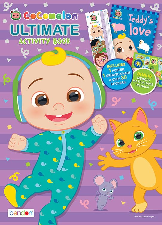 Bendon Cocomelon Coloring Book | Coco Melon Ultimate Activity Book | 32 Pages | 1 Poster | Growth Chart | Over 30 Stickers | Memory Game | Officially