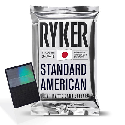 Ryker Standard American Size - Card Sleeves for Trading Cards, Board Games & K-pop Photocards (100 Pack, Clear, 56x87 mm)