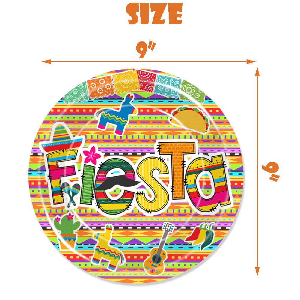 Fiesta Party Tableware Colorful Stripes Mexico Disposable Paper Plates Dinnerware for Cinco De Mayo Theme Colorful Stripes Flags Birthday Baby Shower