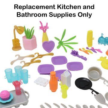 Replacement Parts for Barbie Doll Dreamhouse Doll House Playset HMX10 - Replacement Kitchen and Bathroom Supplies