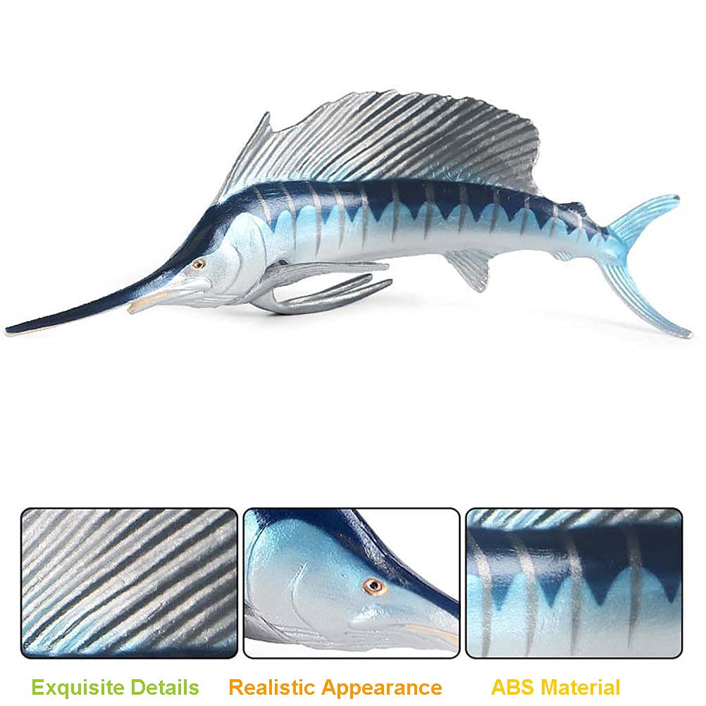 JOKFEICE Animal Figures Realistic Plastic Swordfish Marine Animals Action Model Science Project, Learning Educational Toys, Birthday Gift, Cake Topper
