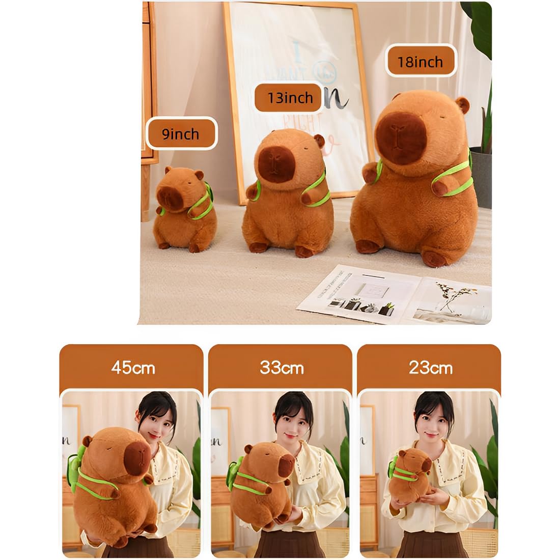 JPORSHU Capybara Plush Toy? 14inch Capybara Plush with Strawberry Hat? Kawaii Capybara Stuffed Animal and Home Decor Gifts