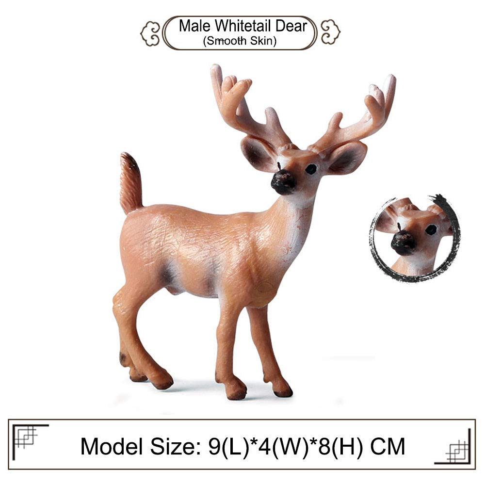 JOKFEICE Deer Animal Figures, 6PCS Realistic Plastic Woodland Figurines - Forest Animal Toys for Kids, Christmas Decorations, Birthday Cake Toppers