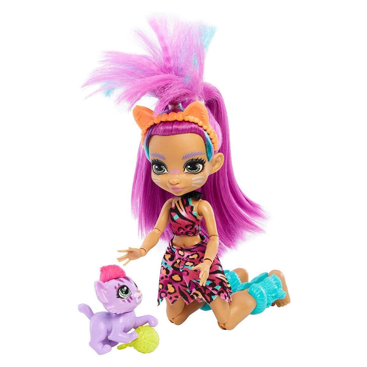 Cave Club Purr-FECT Pet Adventure Playset with Roaralai Doll (8 - 10-inch, Purple Hair), Pet, Cat Condo and Storytelling Pieces, Gift for 4 Year Olds