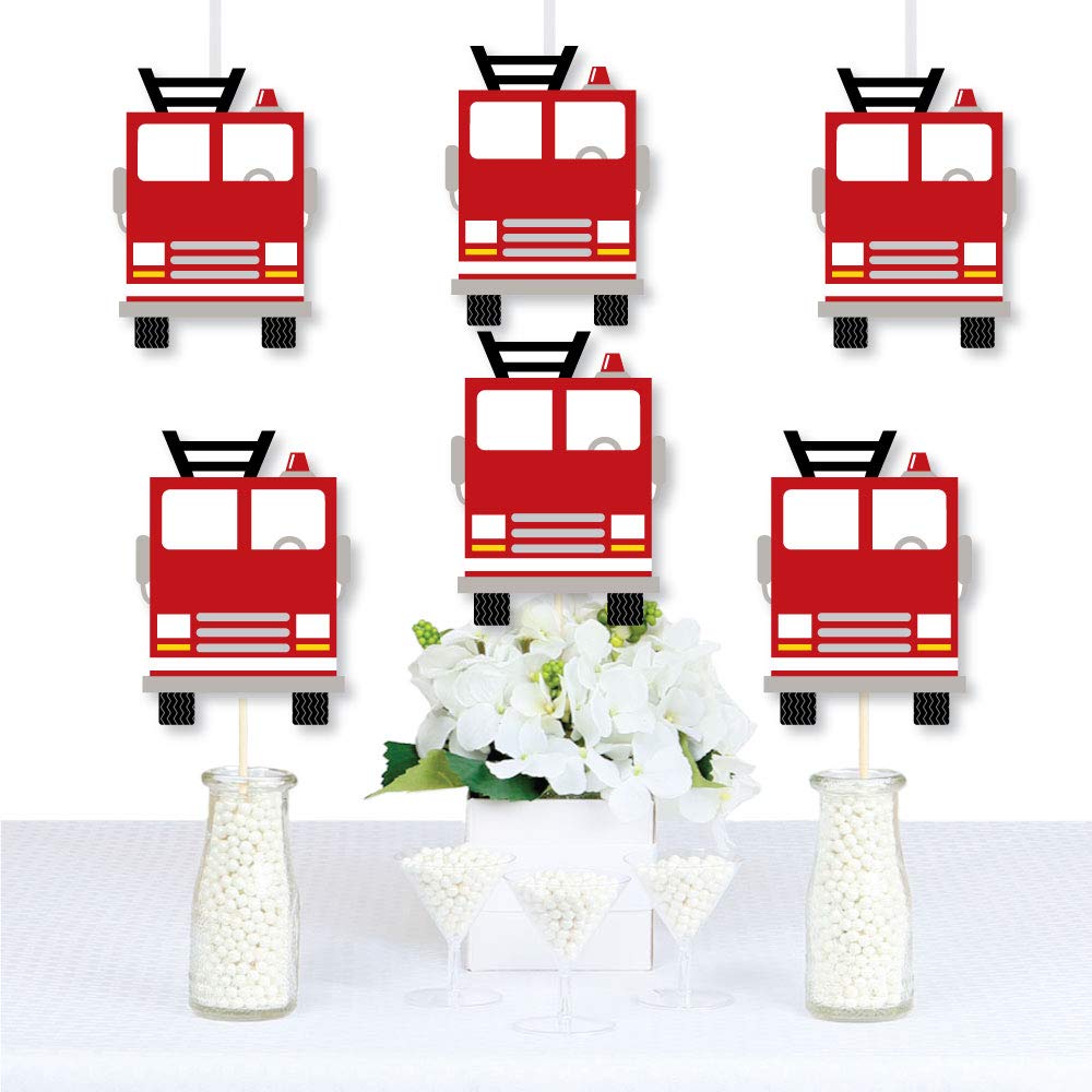 Big Dot of Happiness Fired Up Fire Truck - Decorations DIY Firefighter Firetruck Baby Shower, Birthday Party Essentials - Set of 20