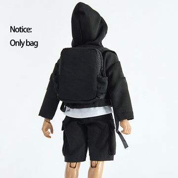 1:12 Action Figure Bag,Doll Accessories,Miniature Model/Scene Decoration Dress up,Mini Backpack for 6 inch Action Figure. (Black Backpack)