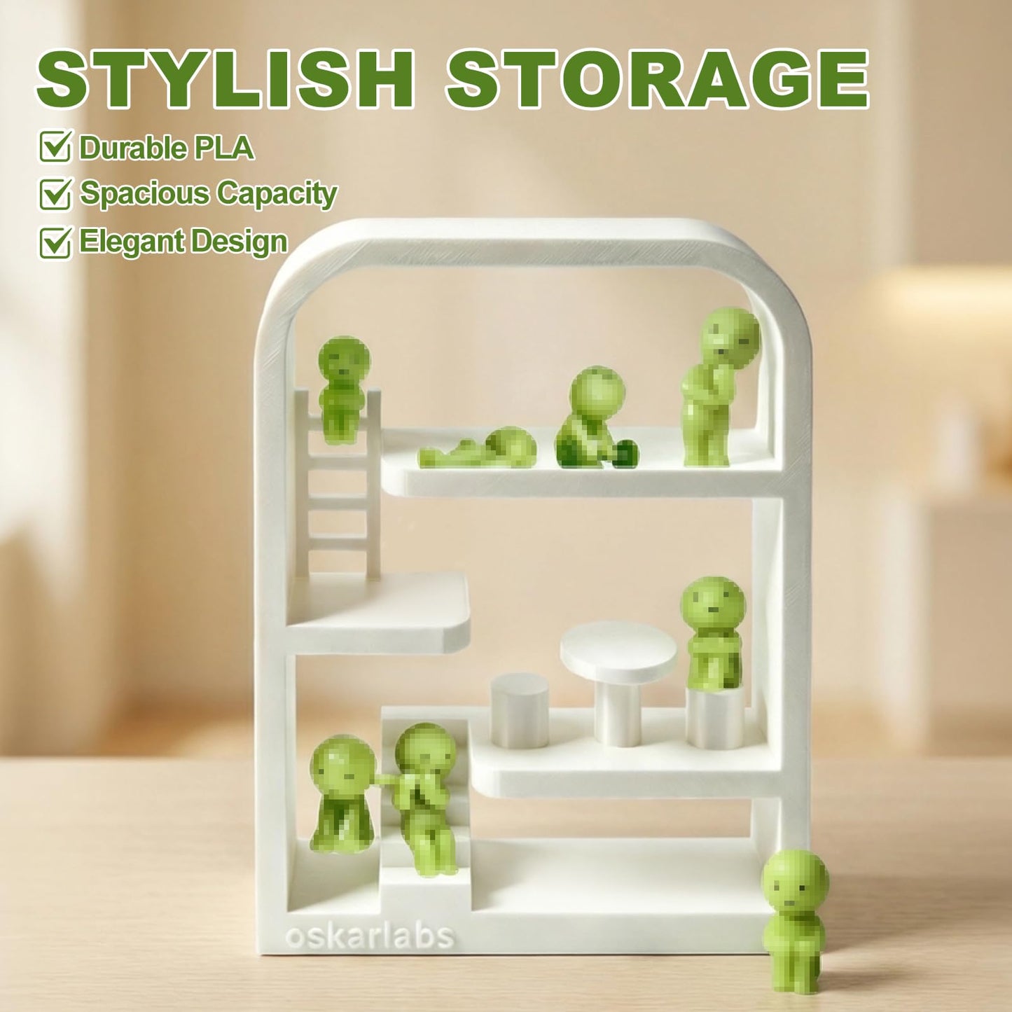 Display Shelf Compatible with Smiski Living Series, Bed Series,Bath Series?Toilet Series,Sunday Series - Collectible Dollhouse & Storage Rack, Perfect