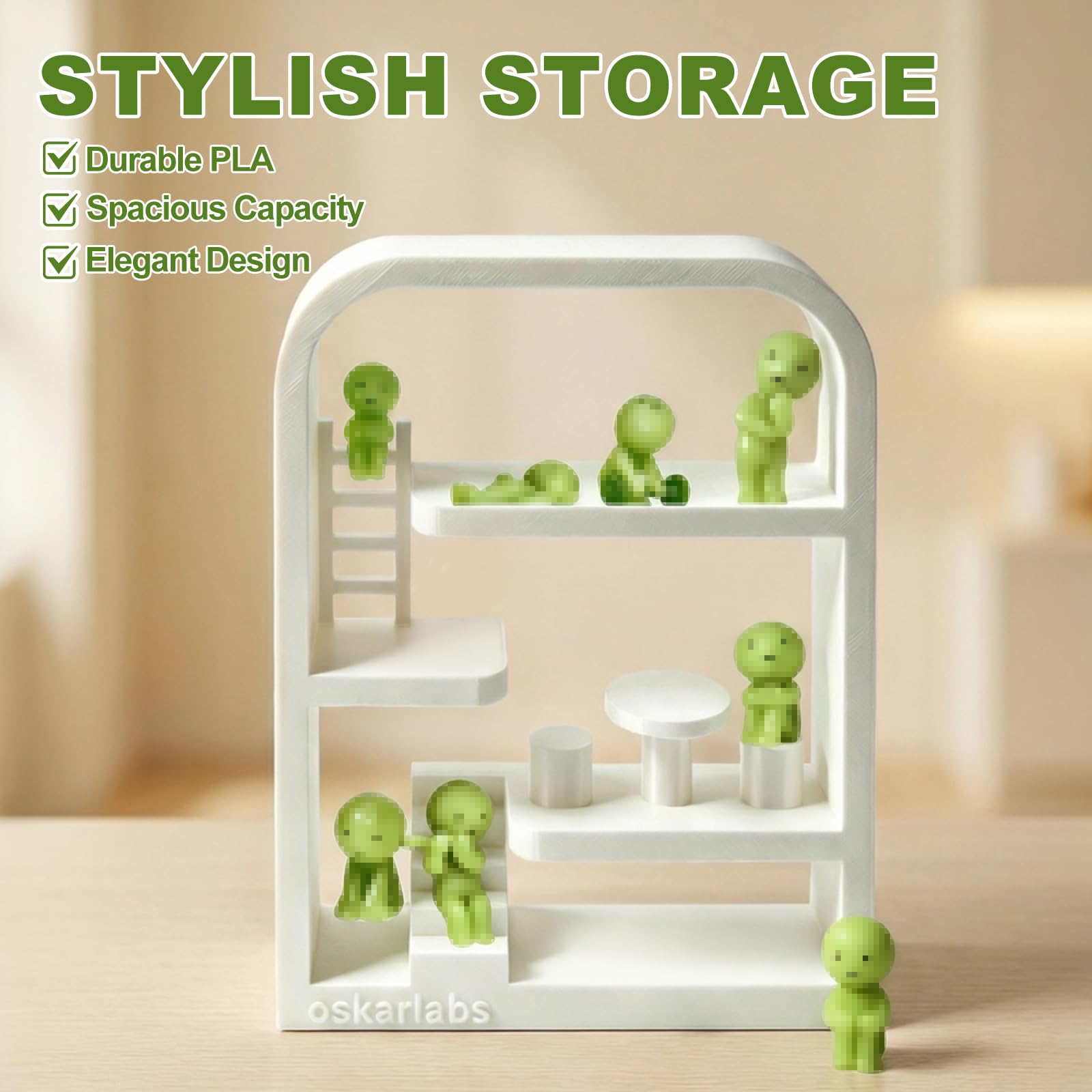 Display Shelf Compatible with Smiski Living Series, Bed Series,Bath Series?Toilet Series,Sunday Series - Collectible Dollhouse & Storage Rack, Perfect
