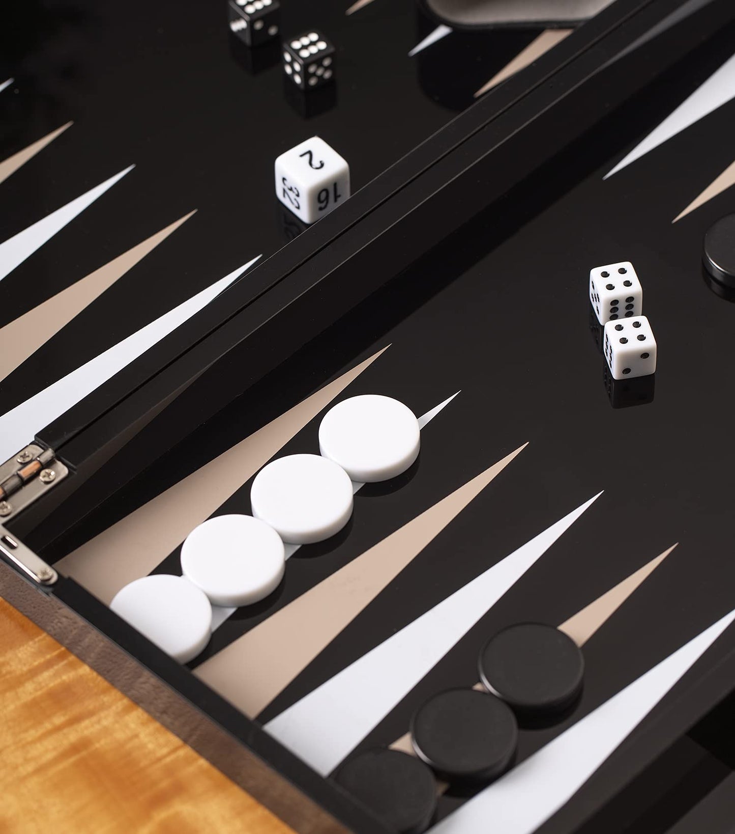 Bey-Berk Damien Acrylic Backgammon Set, 14" Black Lucite Case with Magnetic Closure and Complete Playing Pieces, Sleek Modern Game Display
